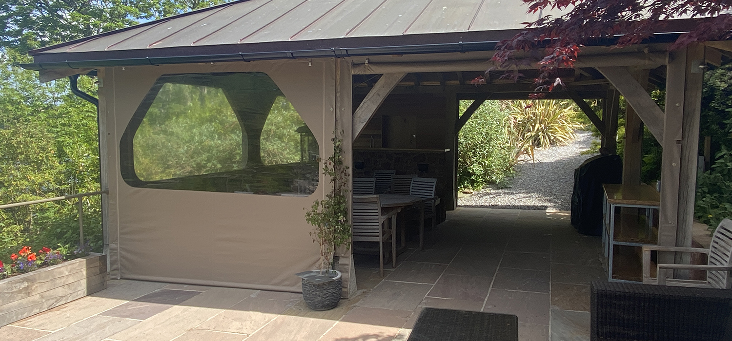 Architectural canvas Architectural canvas - outdoor panels with built in windows custom designed, and made for an outside gazebo-style area by Dart Sails and Covers
