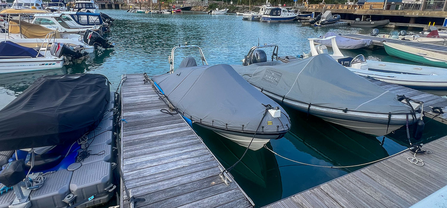 Rib Covers Bespoke Rib Covers, patterned and made to measure in grey by Dart Sails and Covers